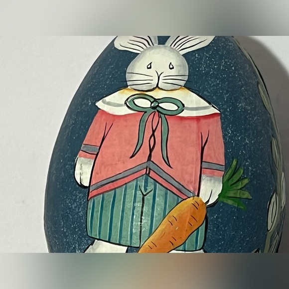 Vintage Paper Mache Hand Painted Bunny Rabbit Easter Egg Gift Box - Picture 7 of 14